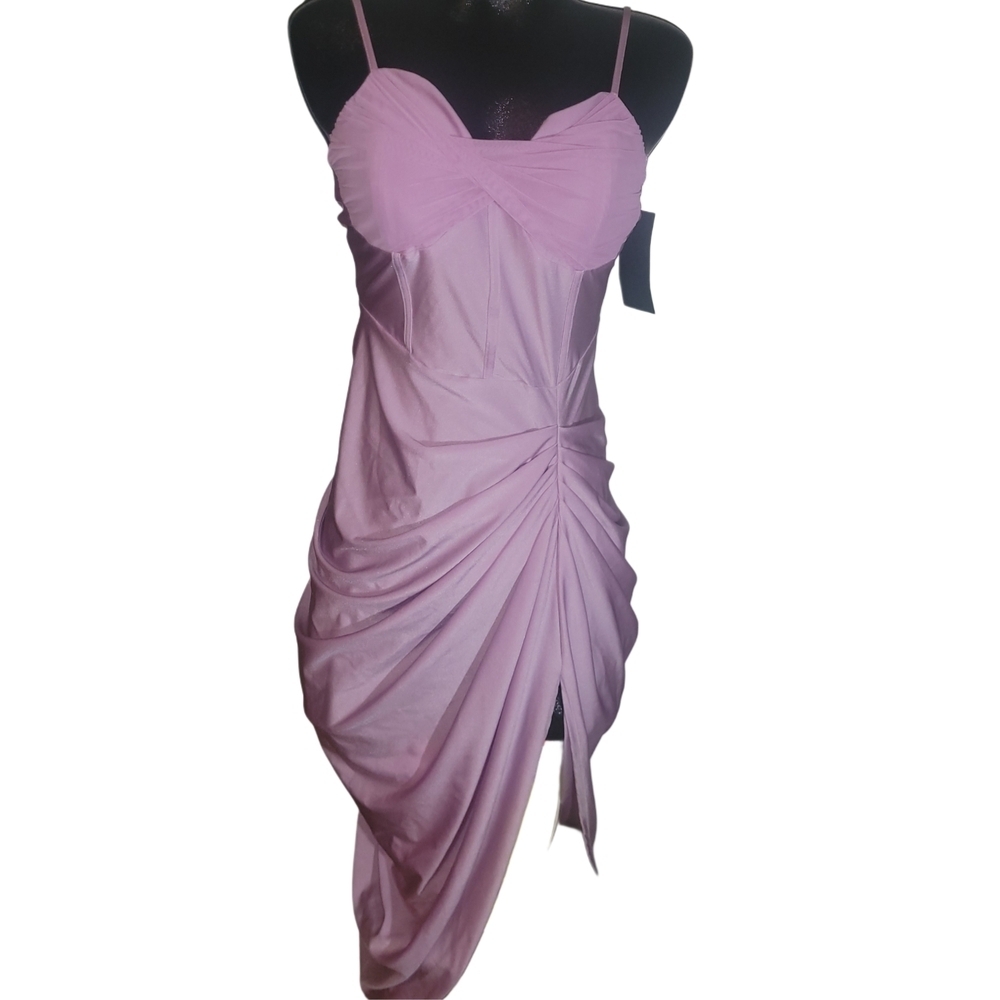 Shein Lilac Colored Cami Midi Dress with Gathered Detailing NWT Size L - Picture 2 of 6
